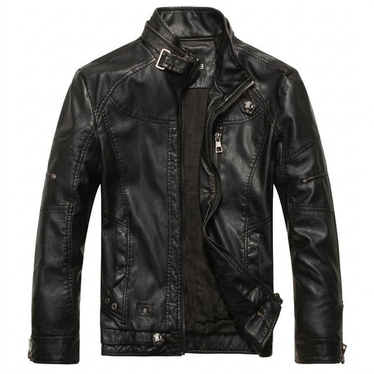 Mens Outlet House - Caser | Lined Zip-Up Leather Jacket Men