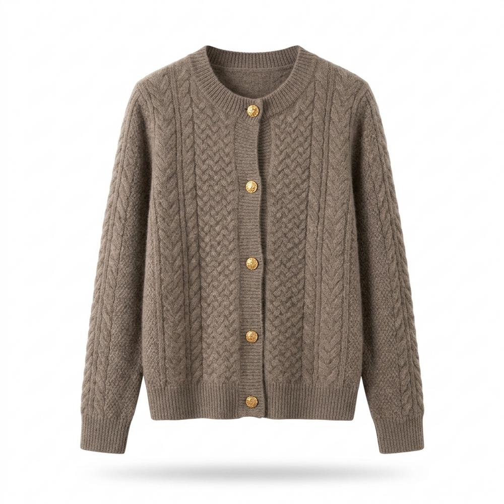 Mens Outlet House - Eltal | Cable-Knit Button-Front Knit Cardigan Women