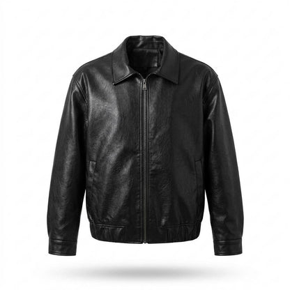 Mens Outlet House - Lesen | Zip-Up Collared Leather Jacket Unisex