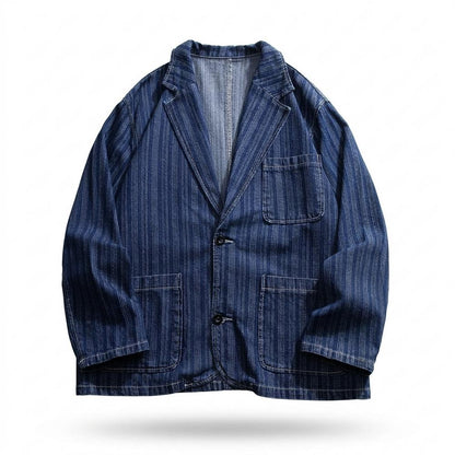 Mens Outlet House - Aovur | Striped Denim Blazer Men