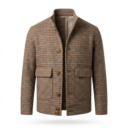 Mens Outlet House - Vural | Checked Stand-Collar Jacket Men