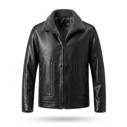 Mens Outlet House - Tanal | Fleece-Lined Zip-Up Leather Jacket Men