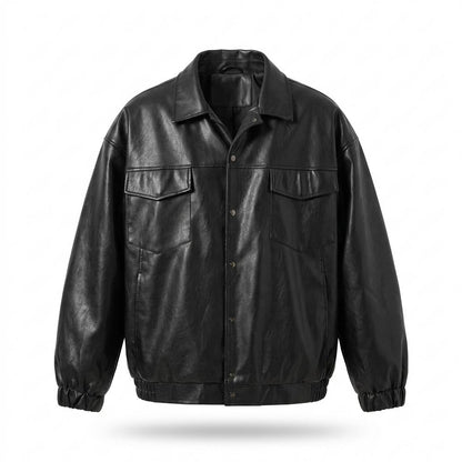 Mens Outlet House - Cavin | Oversized Button-Up Leather Jacket Unisex