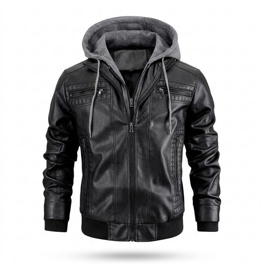 Mens Outlet House - Rinal | Hooded Quilted Leather Jacket Men