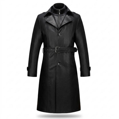Mens Outlet House - Taron | Leather Belted Coat Men
