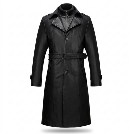 Mens Outlet House - Taron | Leather Belted Coat Men