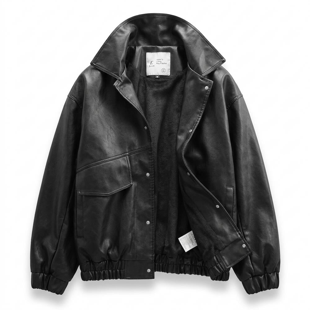 Mens Outlet House - Lelan | Lined Relaxed Fit Leather Jacket Men