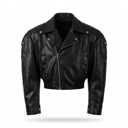 Mens Outlet House - Mikar | Cropped Padded Leather Jacket Unisex