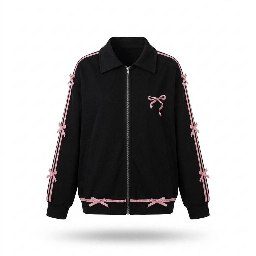 Mens Outlet House - Karal | Zip-Up Bow-Accented Jacket Women