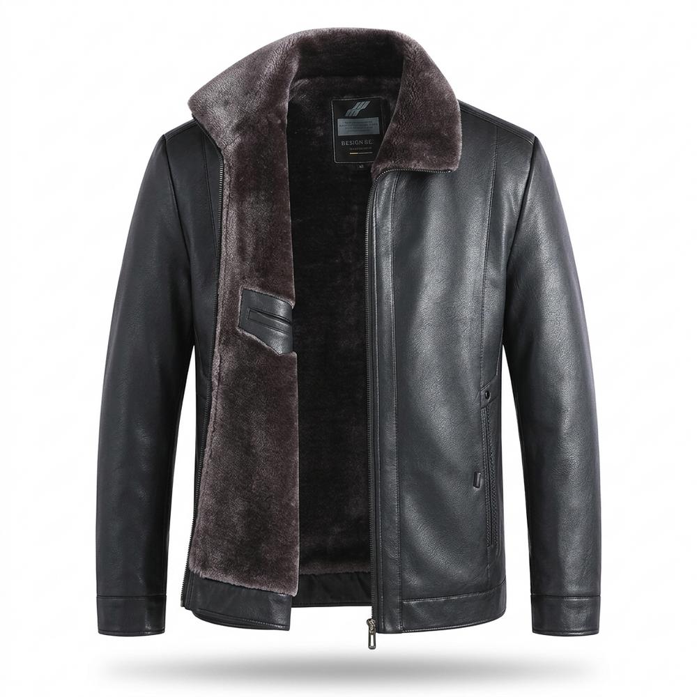 Mens Outlet House - Nisil | Lined Zip-Up Leather Jacket Men