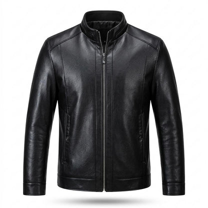 Mens Outlet House - Cosen | Zip-Up Stand-Collar Leather Jacket Men