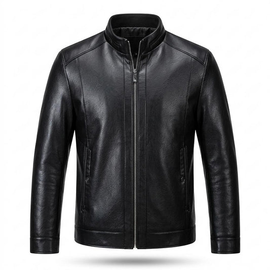 Mens Outlet House - Cosen | Zip-Up Stand-Collar Leather Jacket Men