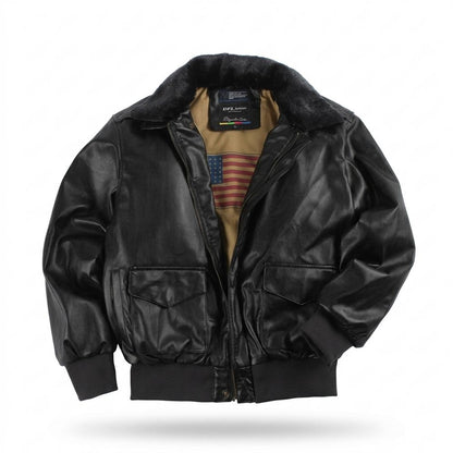Mens Outlet House - Saral | Faux Leather Fur-Collar Leather Jacket Men
