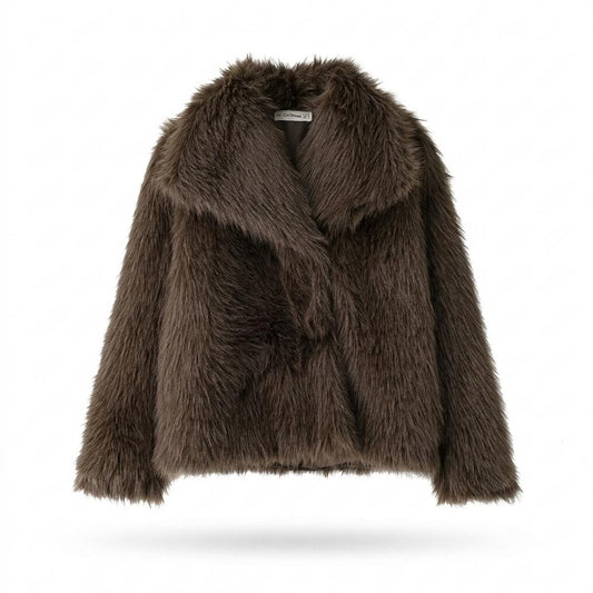 Mens Outlet House - Zarel | Faux Fur Lapel Collar Jacket Women
