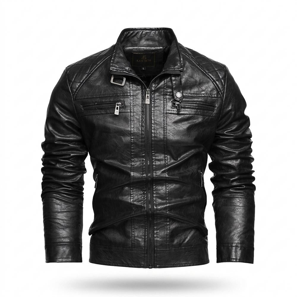 Mens Outlet House - Eltir | Quilted Zip-Up Leather Jacket Men