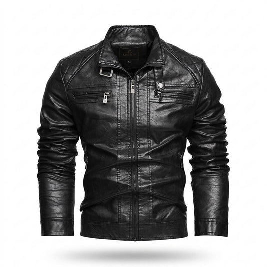 Mens Outlet House - Eltir | Quilted Zip-Up Leather Jacket Men