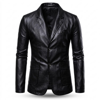 Mens Outlet House - Mabol | Single-Breasted Slim Fit Leather Jacket Men