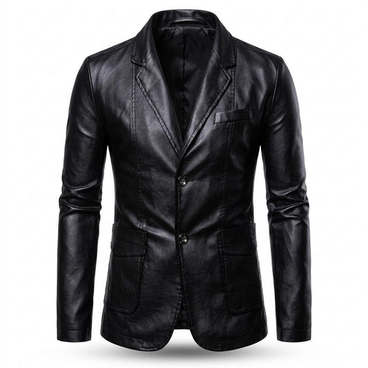 Mens Outlet House - Mabol | Single-Breasted Slim Fit Leather Jacket Men