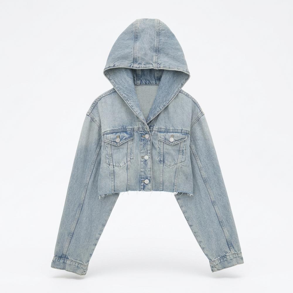 Mens Outlet House - Dahuk | Cropped Hooded Denim Jacket Women