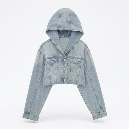 Mens Outlet House - Dahuk | Cropped Hooded Denim Jacket Women