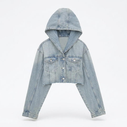 Mens Outlet House - Dahuk | Cropped Hooded Denim Jacket Women
