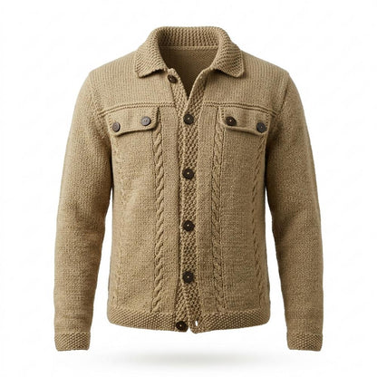 Mens Outlet House - Losol | Cable Knit Collared Knit Cardigan Men