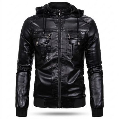 Mens Outlet House - Sever | Hooded Lined Leather Jacket Men