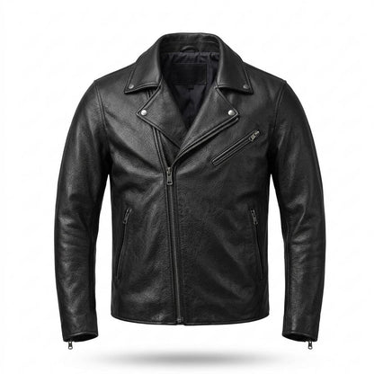 Mens Outlet House - Varon | Asymmetrical Zippered Leather Jacket Men