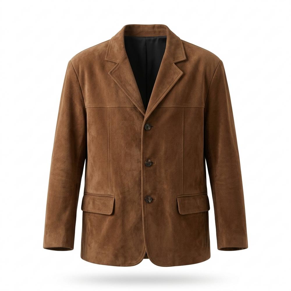 Mens Outlet House - Risan | Suede-Texture Button-Up Jacket Men