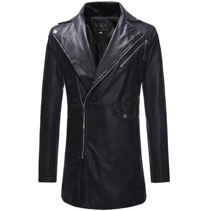 Mens Outlet House - Nehal | Asymmetrical Faux-Leather Coat Men