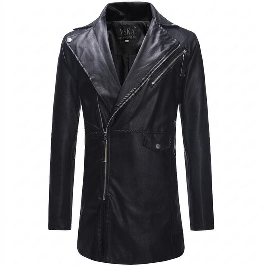 Mens Outlet House - Nehal | Asymmetrical Faux-Leather Coat Men