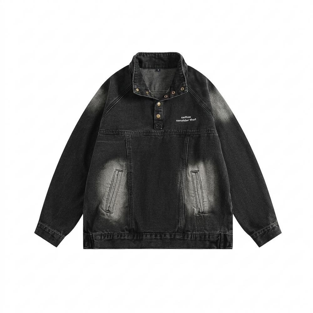 Mens Outlet House - Raver | Washed Stand-Collar Denim Jacket Unisex