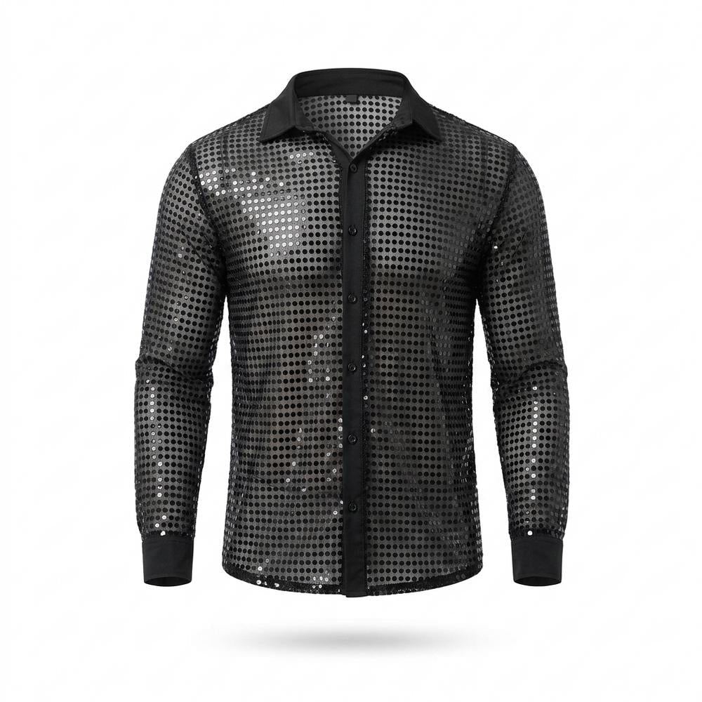Mens Outlet House - Canor | Sequined Sheer Shirt Men