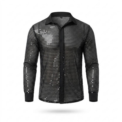 Mens Outlet House - Canor | Sequined Sheer Shirt Men