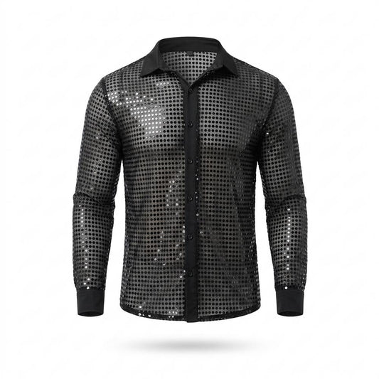 Mens Outlet House - Canor | Sequined Sheer Shirt Men