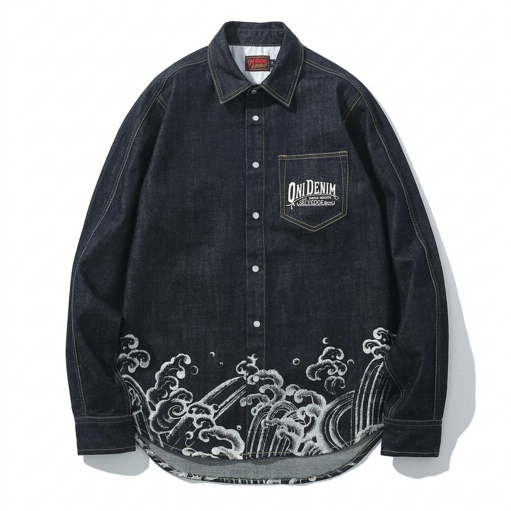 Mens Outlet House - Ranav | Denim Embroidered Shirt Men
