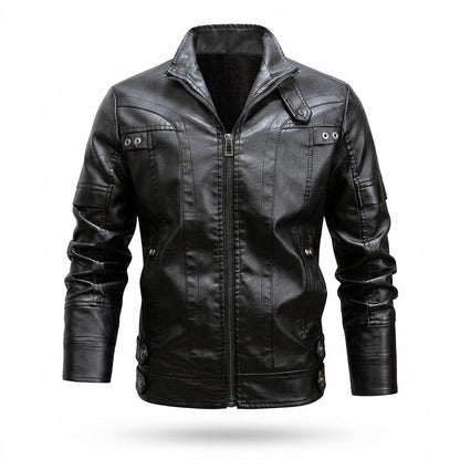 Mens Outlet House - Coran | Velvet-Lined Zip-Up Leather Jacket Men