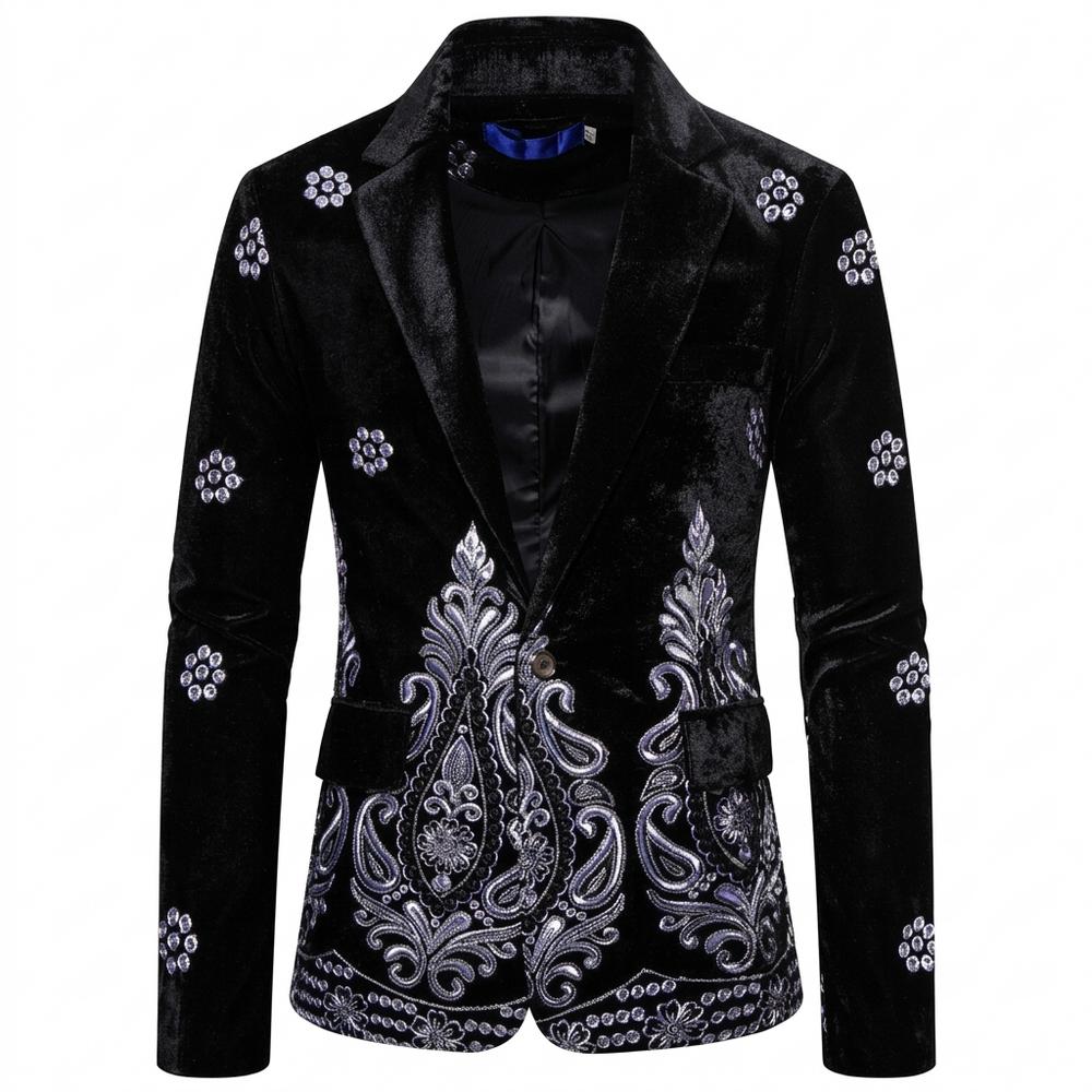 Mens Outlet House - Casil | Velvet Embroidered Blazer Men