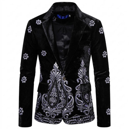 Mens Outlet House - Casil | Velvet Embroidered Blazer Men