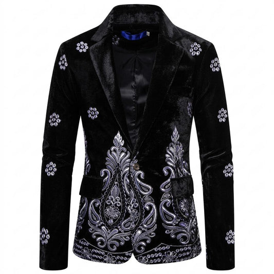 Mens Outlet House - Casil | Velvet Embroidered Blazer Men
