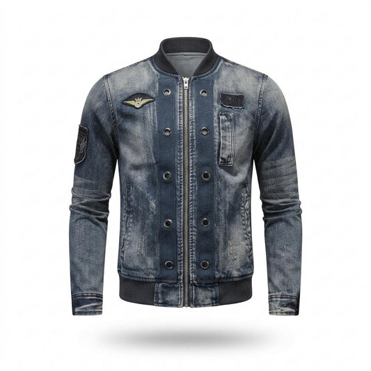 Mens Outlet House - Mivan | Washed Patched Denim Jacket Men