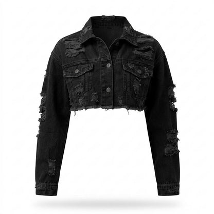 Mens Outlet House - Vimel | Cropped Distressed Denim Jacket Women