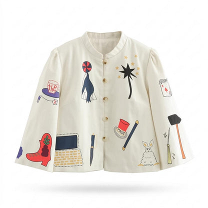 Mens Outlet House - Dadan | Stand-Collar Graphic-Print Jacket Women