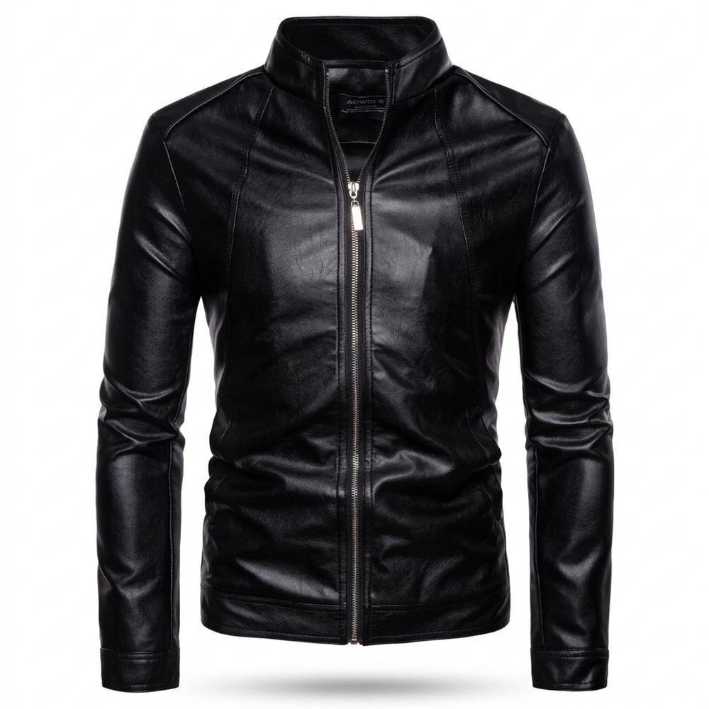 Mens Outlet House - Tadan | Slim-Fit Zip-Up Leather Jacket Men