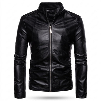Mens Outlet House - Tadan | Slim-Fit Zip-Up Leather Jacket Men