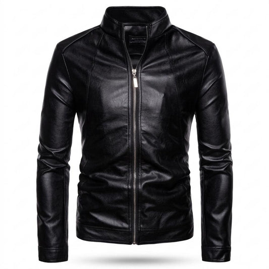 Mens Outlet House - Tadan | Slim-Fit Zip-Up Leather Jacket Men