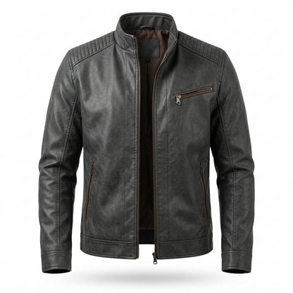 Mens Outlet House - Rolan | Quilted Zip-Up Leather Jacket Men