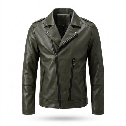 Mens Outlet House - Nelan | Asymmetrical Zippered Leather Jacket Men