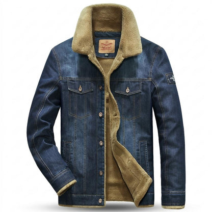 Mens Outlet House - Rahal | Sherpa-Lined Button-Front Denim Jacket Men
