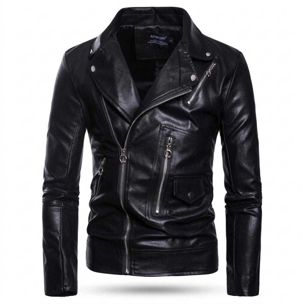 Mens Outlet House - Milan | Asymmetrical Slim-Fit Leather Jacket Men